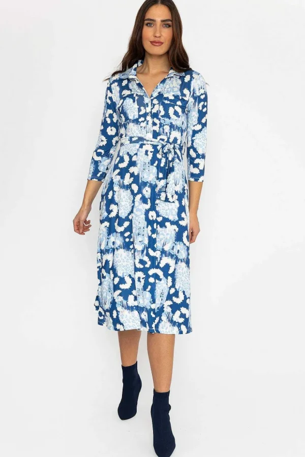 Eithne Midi Dress In Blue Print