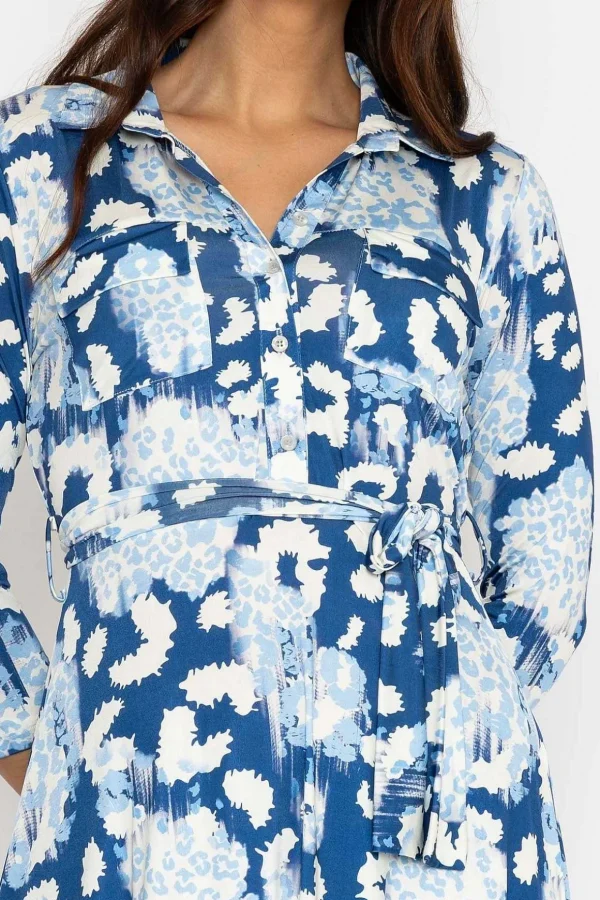 Eithne Midi Dress In Blue Print