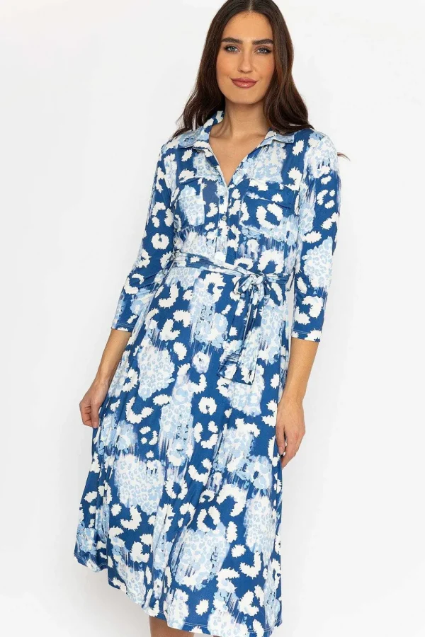 Eithne Midi Dress In Blue Print