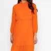 Ella Knee Length Dress In Orange