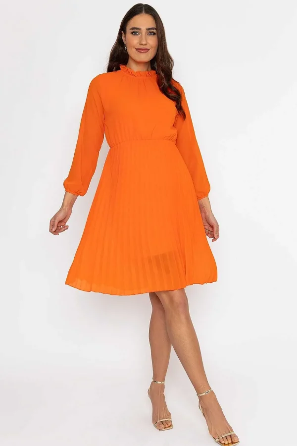 Ella Knee Length Dress In Orange