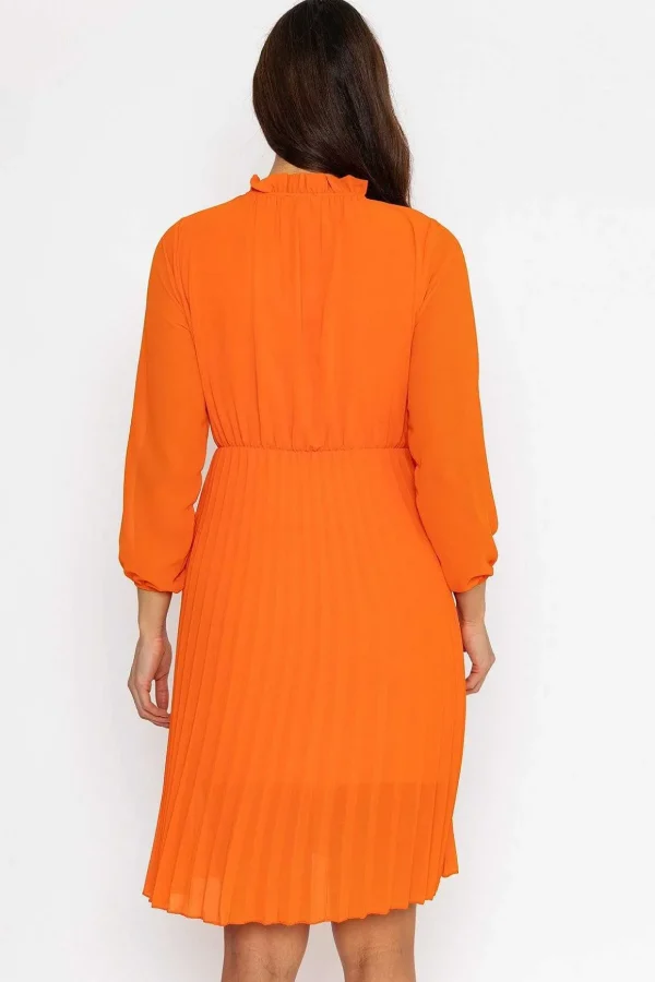 Ella Knee Length Dress In Orange