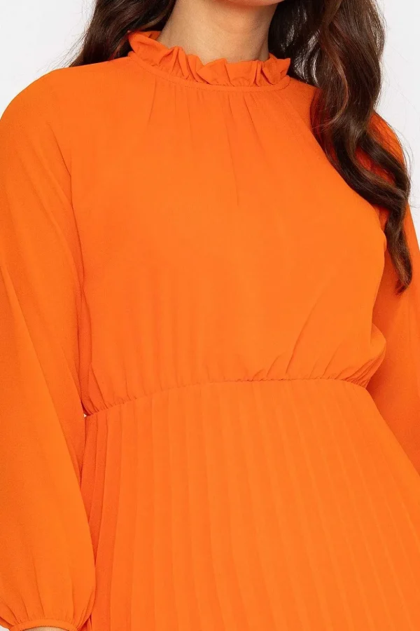Ella Knee Length Dress In Orange