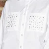 Embellished Short Shirt In White