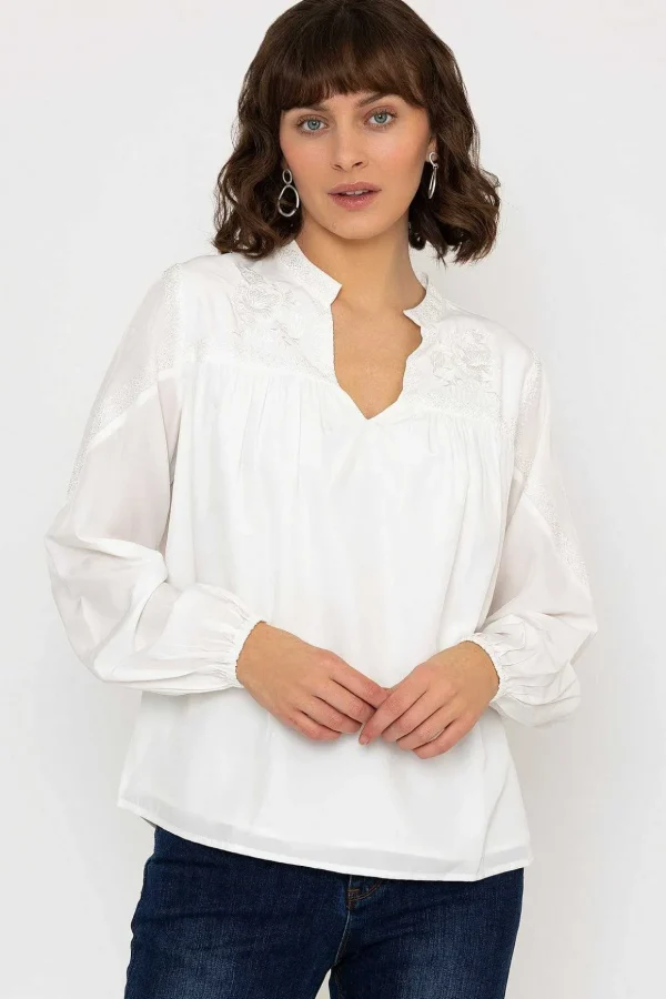 Embroidered Blouse In Ecru
