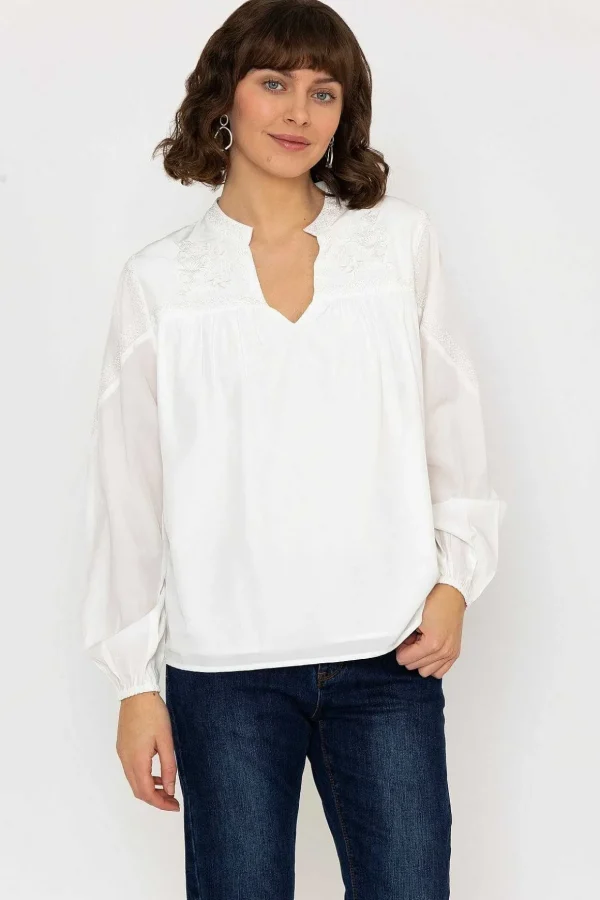 Embroidered Blouse In Ecru