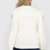 Embroidered Sleeve Knit In Ecru