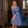 Emer Knee Length Shirt Dress In Blue Print