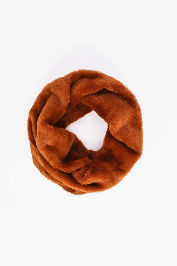 Faux Fur Snood In Tan