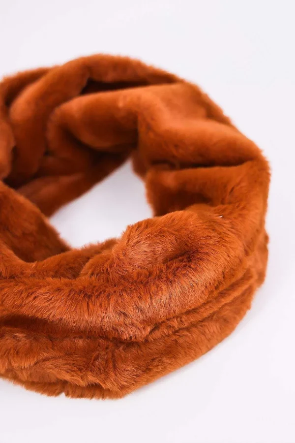 Faux Fur Snood In Tan