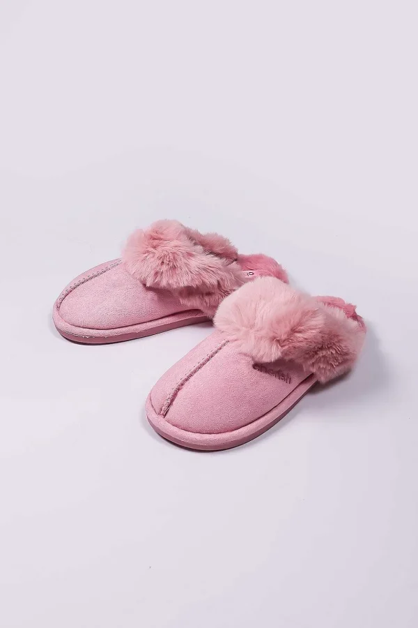 Faux Suede Mule In Pink