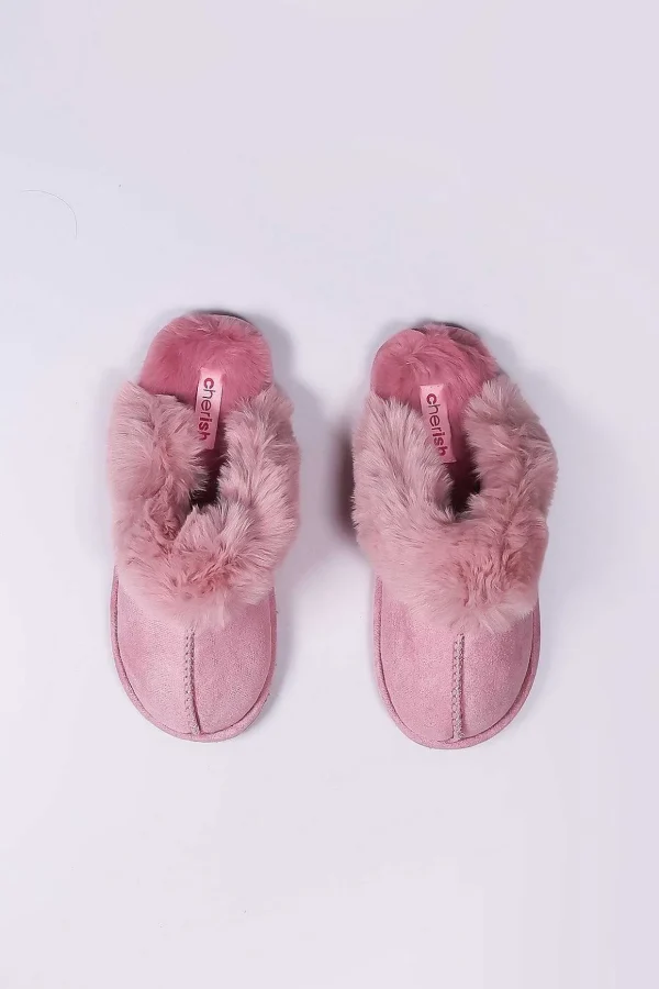 Faux Suede Mule In Pink