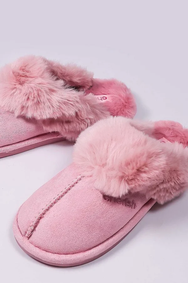 Faux Suede Mule In Pink