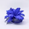 Feather And Flower Fascinator In Cobalt
