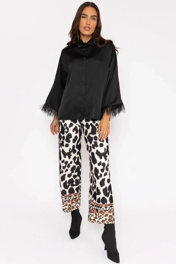 Feather Cuff Shirt In Black