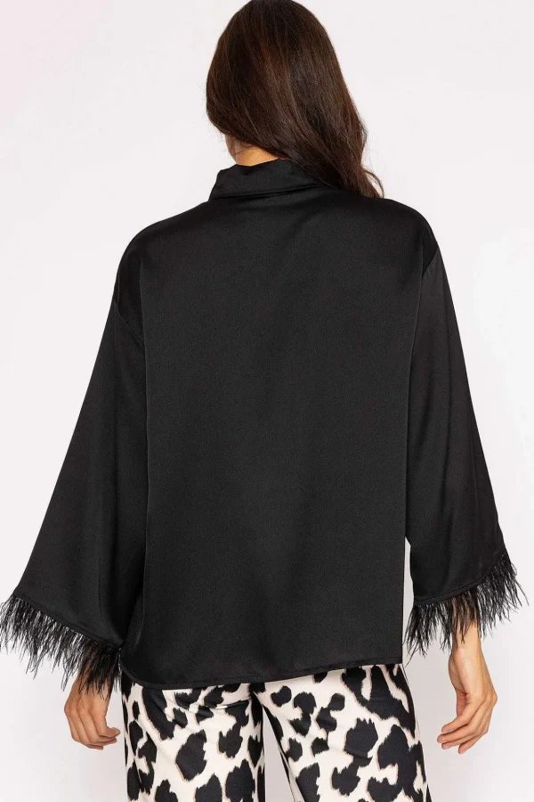 Feather Cuff Shirt In Black