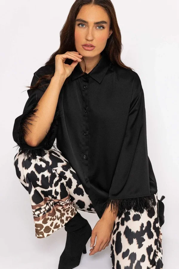 Feather Cuff Shirt In Black