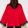 Feather Cuff Shirt In Red