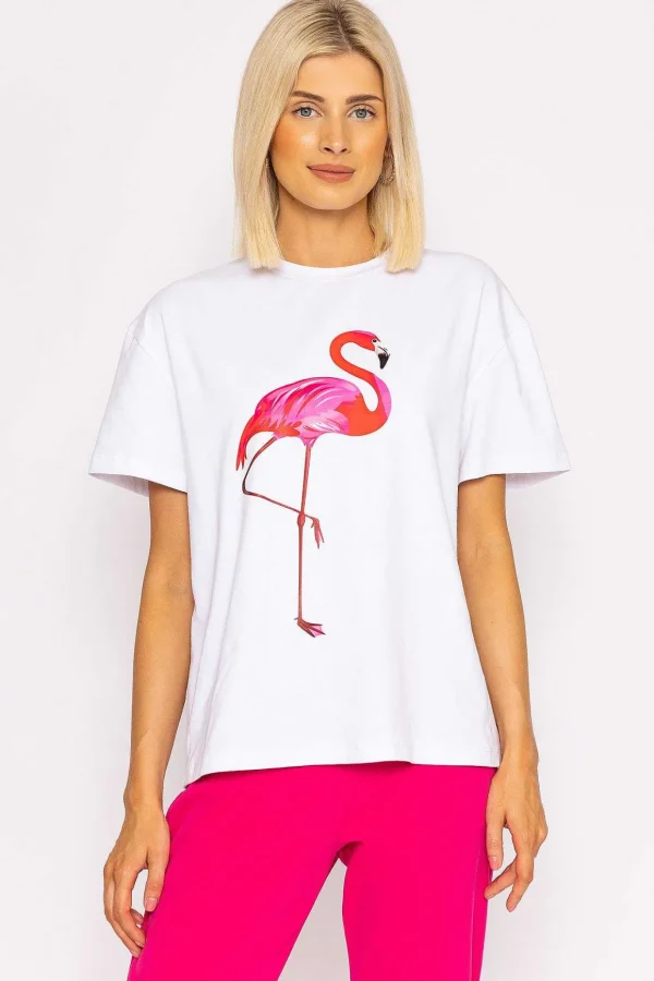 Flamingo Printed T-Shirt In White