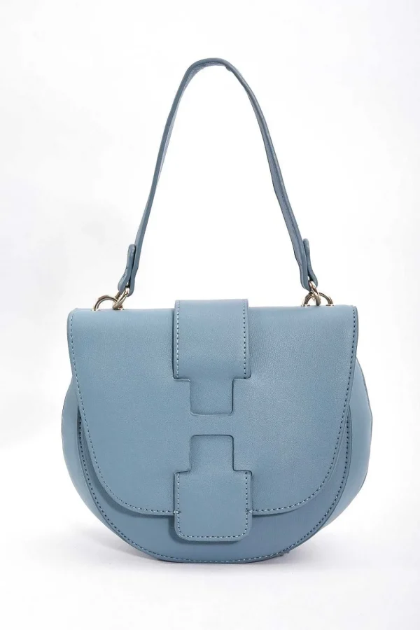 Flap Over Satchel Bag In Blue