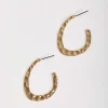 Flat Textured Open Hoop Earrings