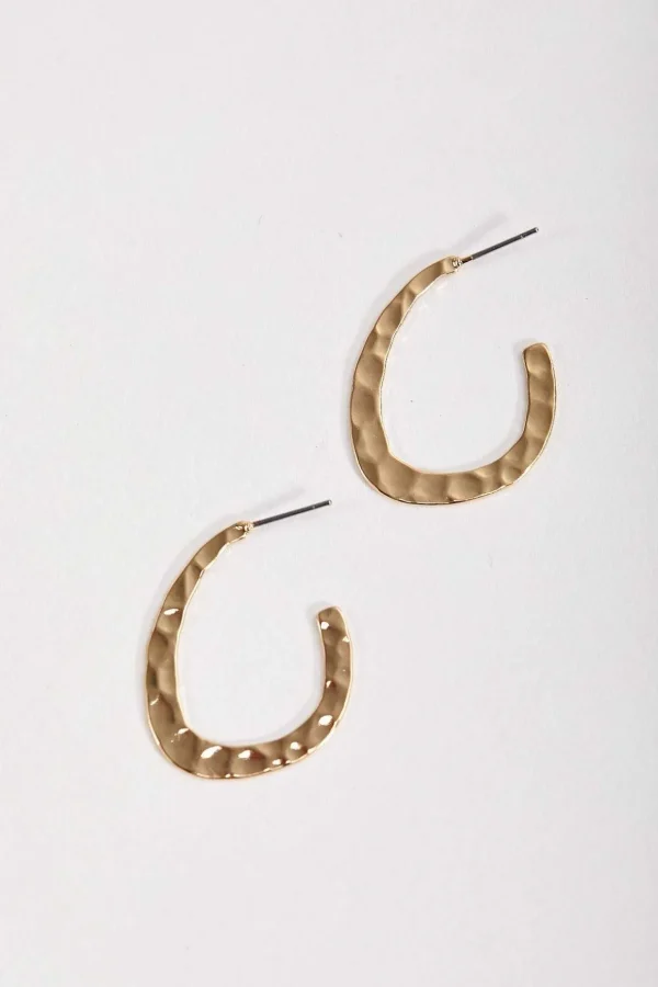 Flat Textured Open Hoop Earrings