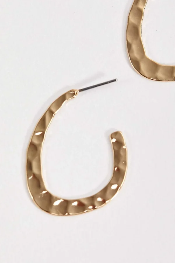 Flat Textured Open Hoop Earrings