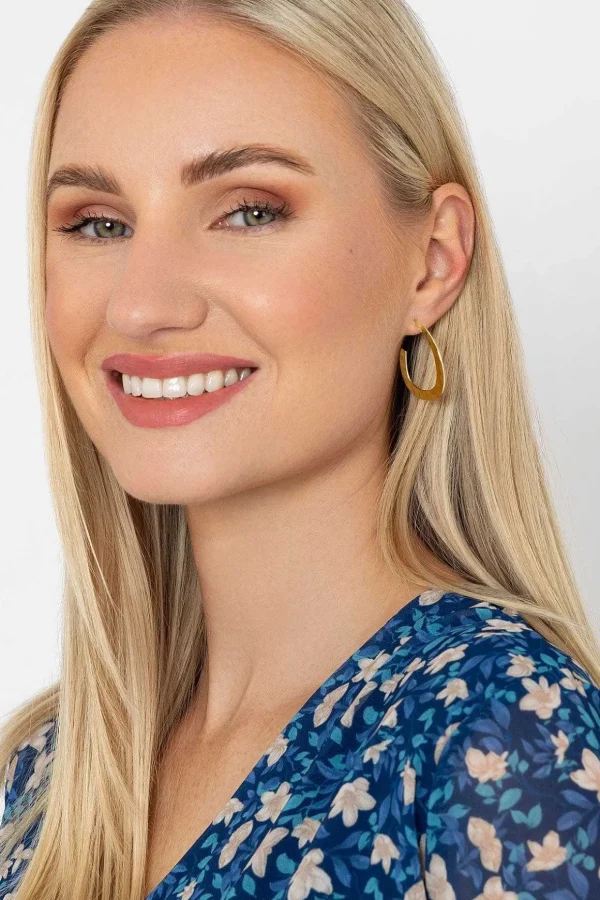 Flat Textured Open Hoop Earrings