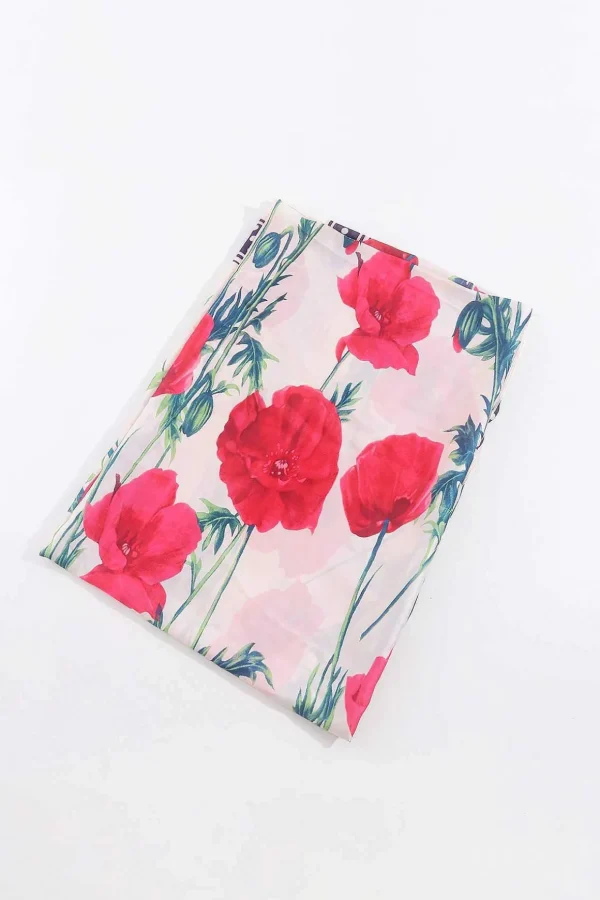 Floral Polka Boarder Scarf In Red