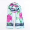 Floral Polka Boarder Scarf In Blue