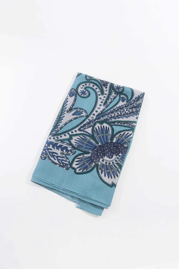 Floral Scarf In Blue