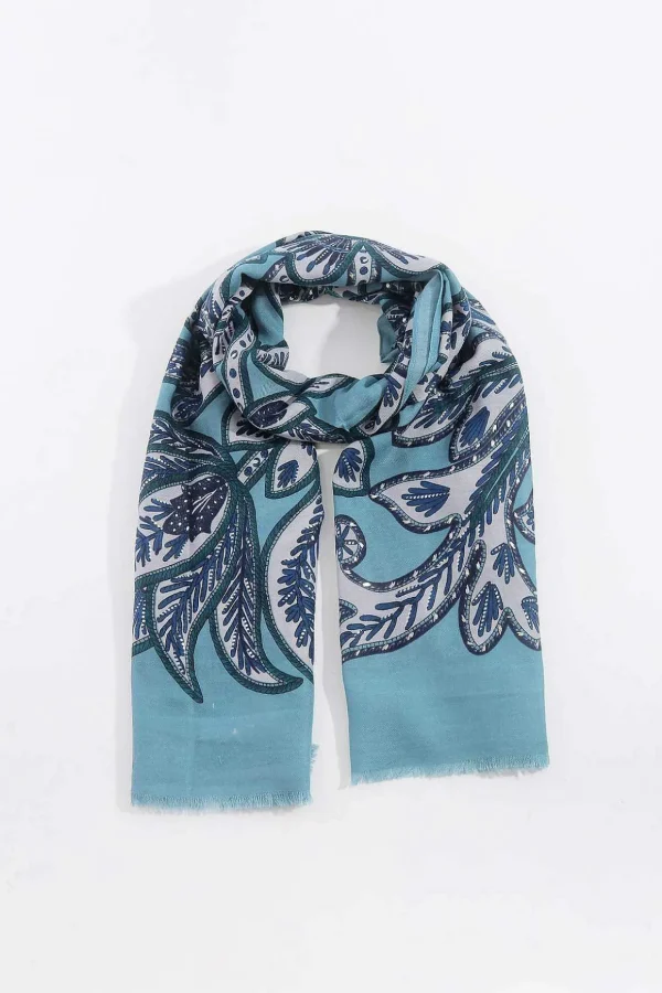 Floral Scarf In Blue