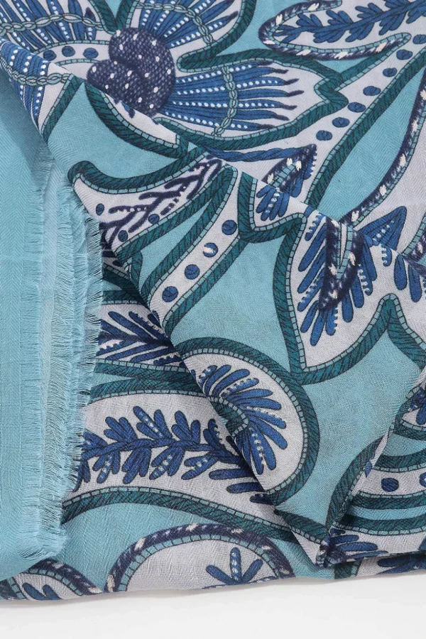 Floral Scarf In Blue