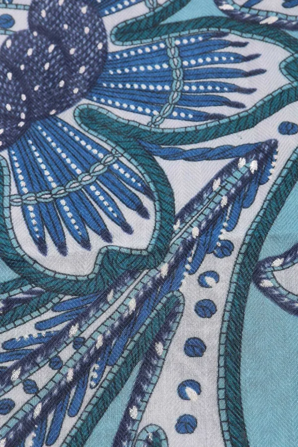 Floral Scarf In Blue