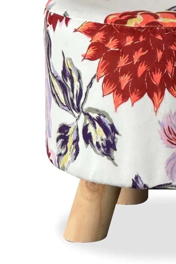 Floral Velour Footstool