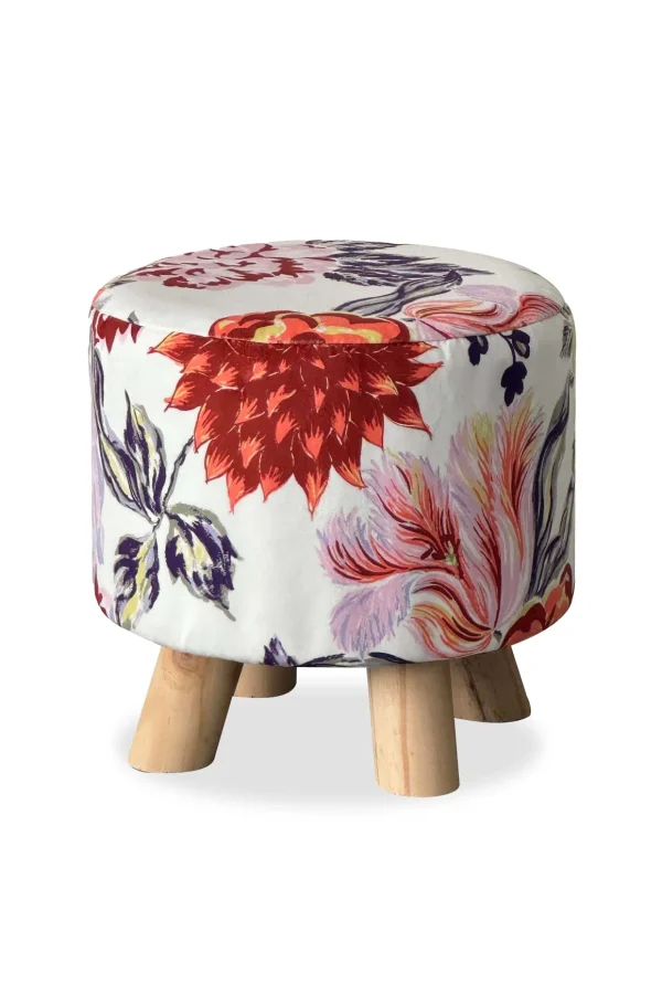 Floral Velour Footstool