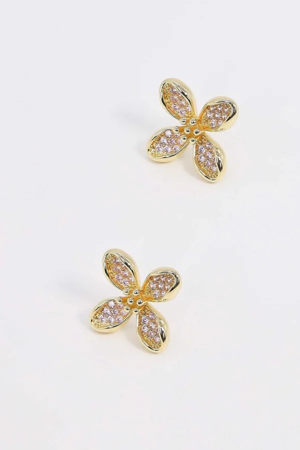 Flower Earrings In Gold