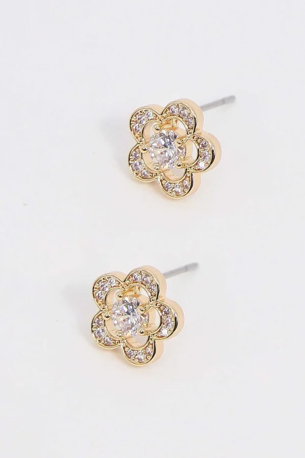 Flower Earrings In Gold