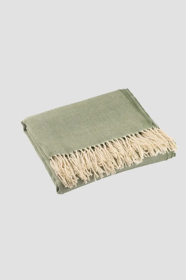 Forest Green Herringbone Throw