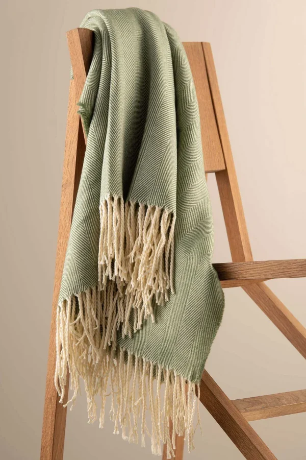 Forest Green Herringbone Throw