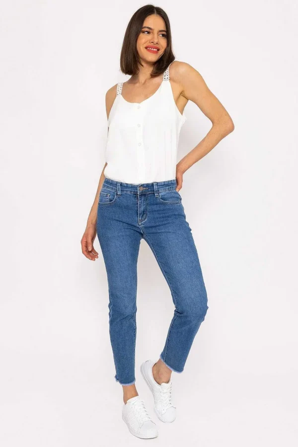 Frayed Hem Jeans In Denim
