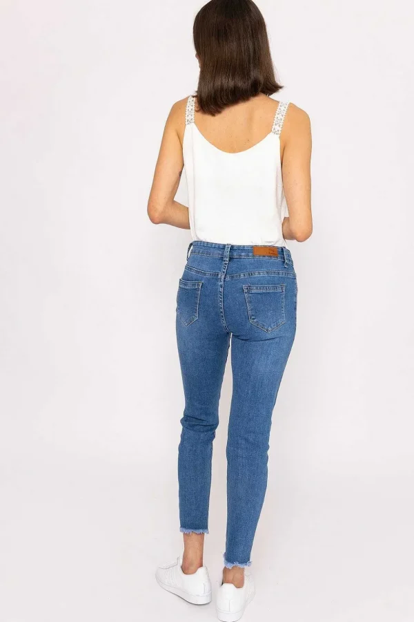 Frayed Hem Jeans In Denim