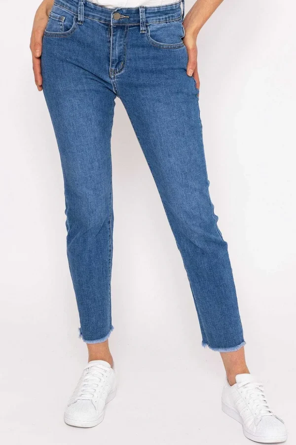 Frayed Hem Jeans In Denim
