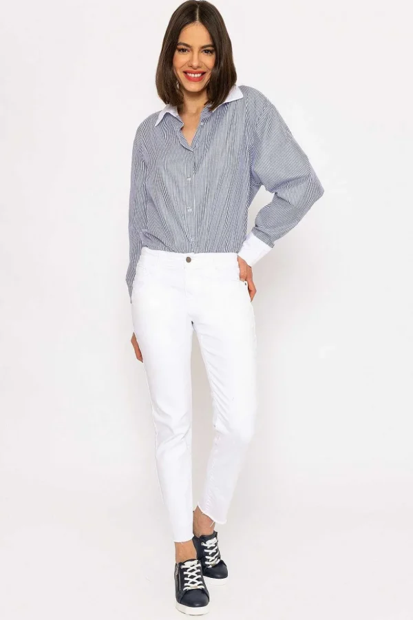 Frayed Hem Jeans In White