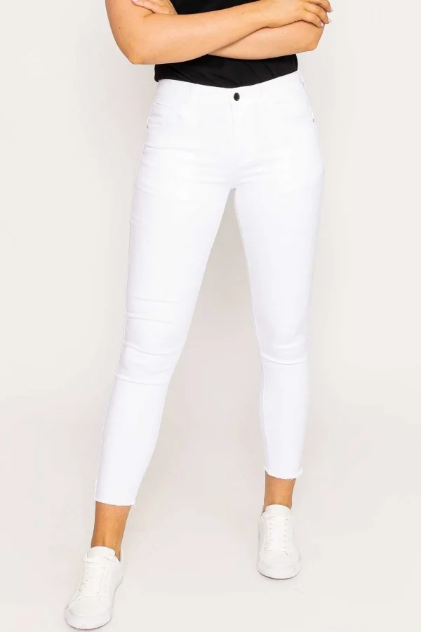 Frayed Hem Jeans In White