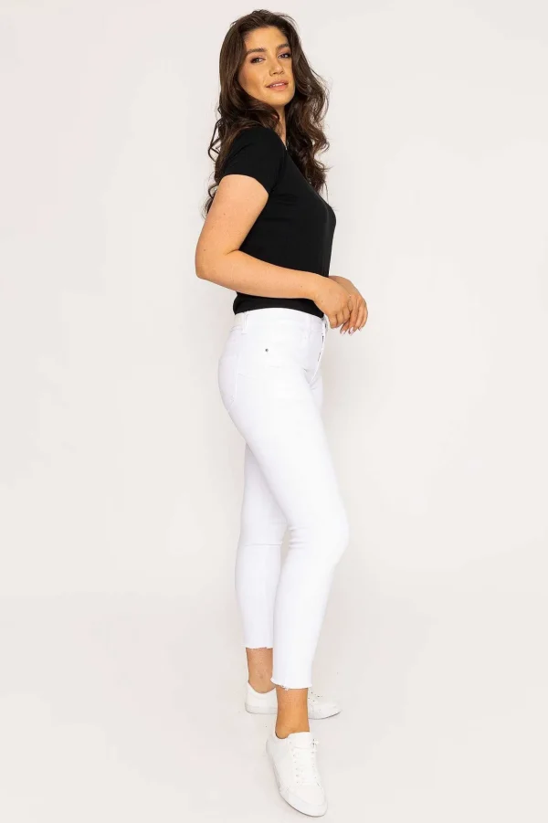 Frayed Hem Jeans In White