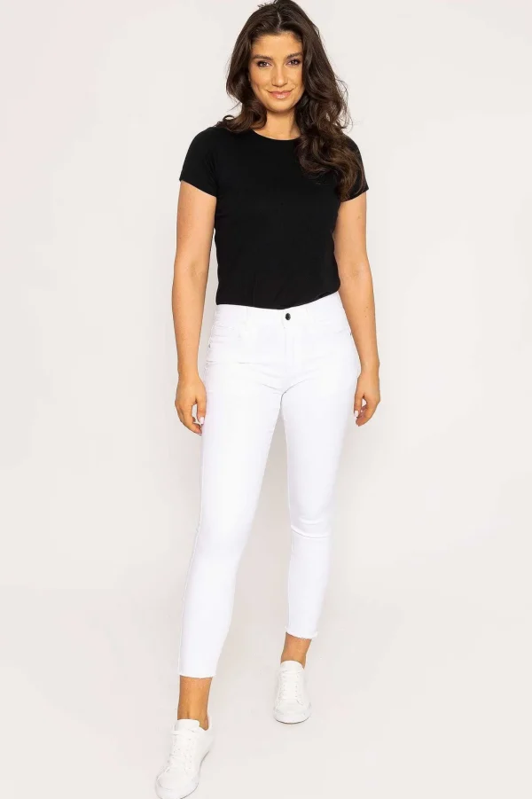 Frayed Hem Jeans In White