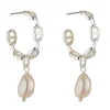 Freshwater Pearl Hoops, Silver