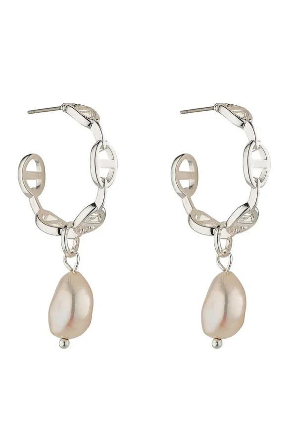 Freshwater Pearl Hoops, Silver