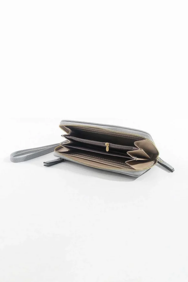 Front Zip Purse In Grey